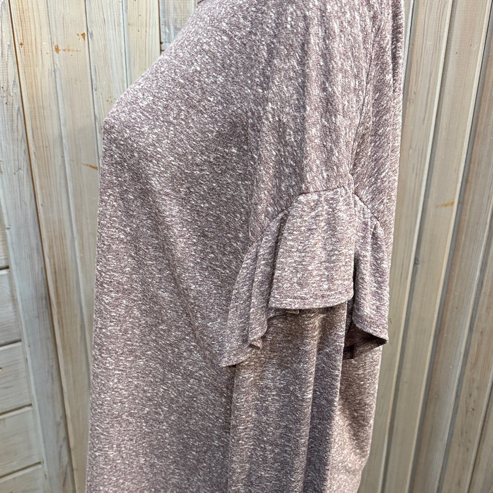 Time and Tru Women's Heathered Mauve Long Sleeve Top - Picture 4 of 5